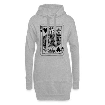 Herz König 67 Six Seven - Spielkarte Meme - Hoodie-Kleid - Grau meliert - Vorne