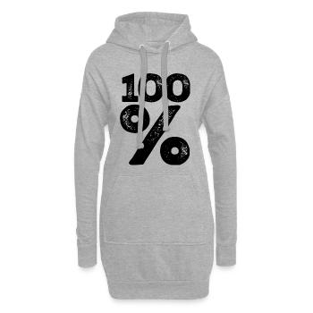 100% - Sweat-shirt à capuche long Femme - gris chiné - Devant