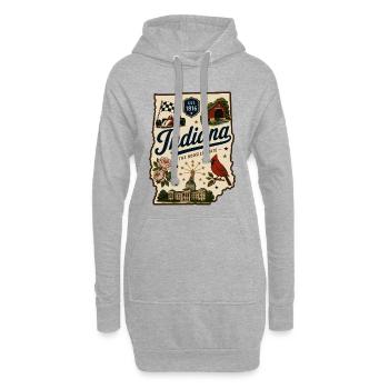 Indiana Hoosier State Vintage-Reiseaufkleber - Hoodie-Kleid - Grau meliert - Vorne
