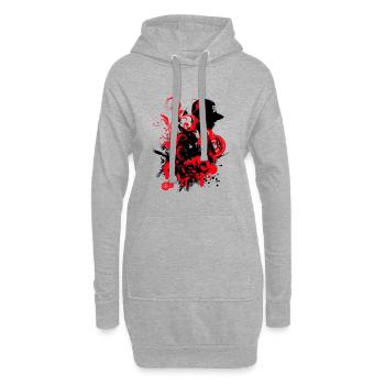 Graffiti Hip Hop Music Red On Black - Hoodie Dress - heather grey - Front