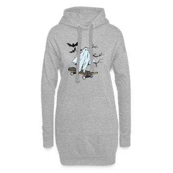 Lustiges Gespenst Skateboard Halloween Geschenk - Hoodie-Kleid - Grau meliert - Vorne