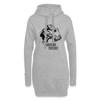 Aimé par un chien Airedale Terrier disant Wilsigns - Sweat-shirt à capuche long Femme - gris chiné - Devant