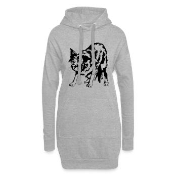 Border Collie Portrait Chiens Chiens de troupeau Wilsigns - Sweat-shirt à capuche long Femme - gris chiné - Devant