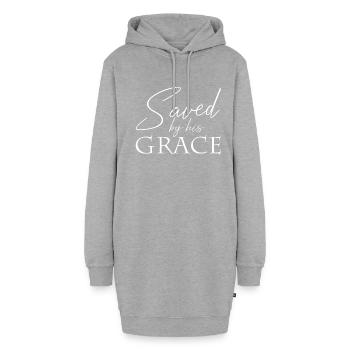 Saved by his grace Jesus-Christ Grâce - Sweat-shirt à capuche long Femme - gris chiné - Devant