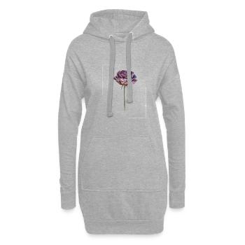 Vintage Rose Fleur Rouge Rose - Sweat-shirt à capuche long Femme - gris chiné - Devant