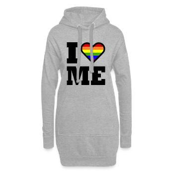 I love me - Sweat-shirt à capuche long Femme - gris chiné - Devant