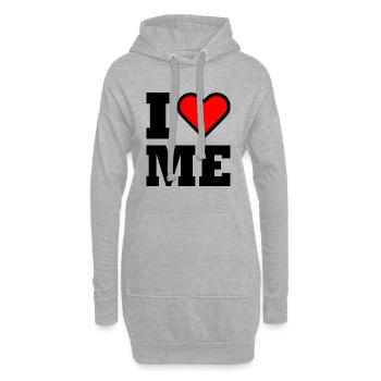 I love me - Sweat-shirt à capuche long Femme - gris chiné - Devant
