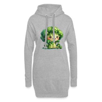 Légumes brocolis - Sweat-shirt à capuche long Femme - gris chiné - Devant