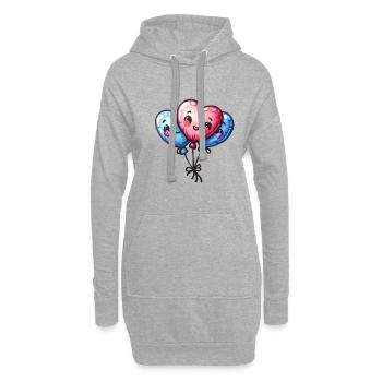 Ballon Herzen auch für Kinder und Geburtstage - Hoodie-Kleid - Grau meliert - Vorne