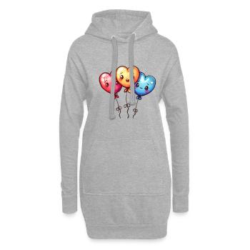 Ballon Herzen auch für Kinder und Geburtstage - Hoodie-Kleid - Grau meliert - Vorne