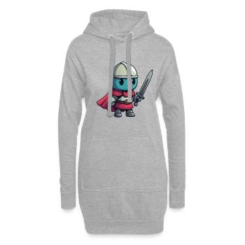 Tapferer Ritter im Comicstil für Kinder - Hoodie-Kleid - Grau meliert - Vorne