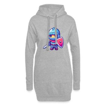 Tapferer Ritter im Comicstil für Kinder - Hoodie-Kleid - Grau meliert - Vorne