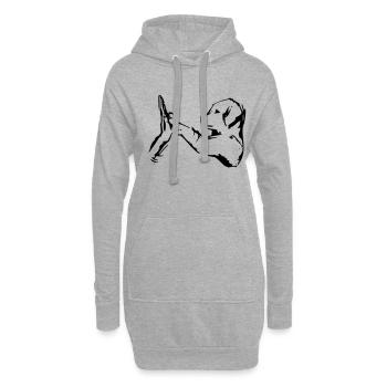 chien donne 5 - haut cinq - Sweat-shirt à capuche long Femme - gris chiné - Devant