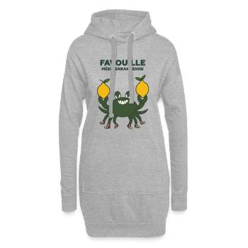 Crabe Vert ou Favouille et citrons - Sweat-shirt à capuche long Femme - gris chiné - Devant