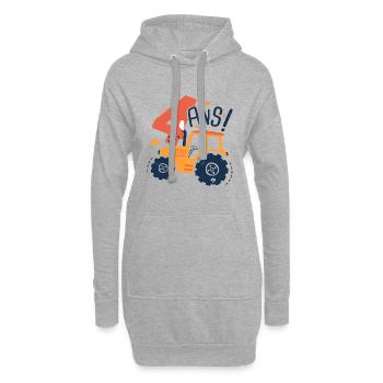 4 ans anniversaire tracteur - Sweat-shirt à capuche long Femme - gris chiné - Devant