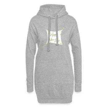 BONNE ANNÉE - Sweat-shirt à capuche long Femme - gris chiné - Devant