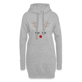Rudolph Rentier Gesicht Geschenk Idee - Hoodie-Kleid - Grau meliert - Vorne