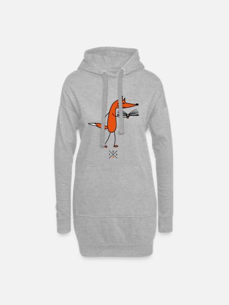 Schlauer Leser - Hoodie-Kleid - Grau meliert