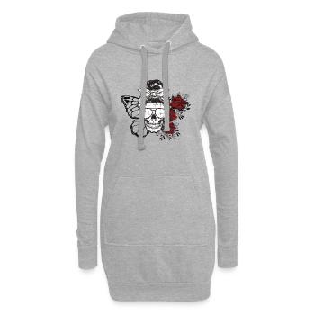 Totenkopf Schmetterling Mutter Halloween Geschenk - Hoodie-Kleid - Grau meliert - Vorne