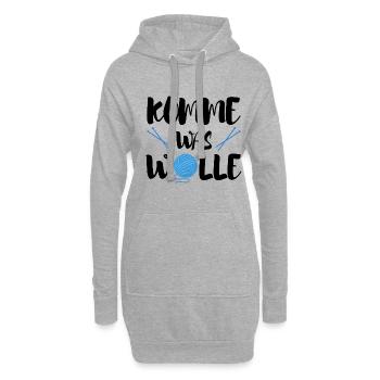 Komme was wolle Stricken Hobby Handarbeit Geschenk - Hoodie-Kleid - Grau meliert - Vorne