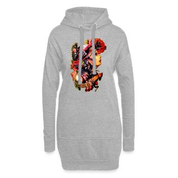 Pin Up Tattoo Gitana girl - Sweat-shirt à capuche long Femme - gris chiné - Devant