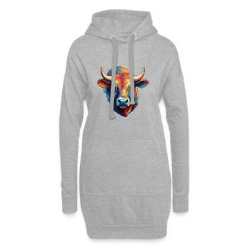 Kuhkopf modern - Hoodie-Kleid - Grau meliert - Vorne