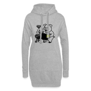 Porc Griller Bière - Sweat-shirt à capuche long Femme - gris chiné - Devant
