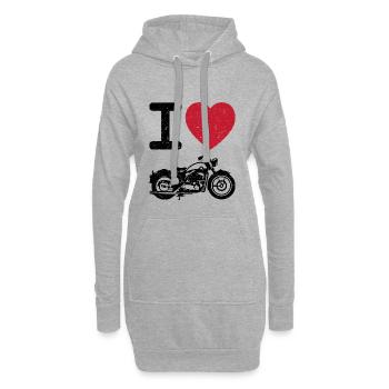 Motorrad Ich Liebe Motorräder Chopper Geschenk - Hoodie-Kleid - Grau meliert - Vorne