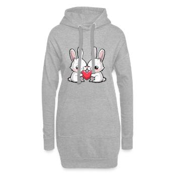 Couple de lapins amoureux Coeur de Pâques - Sweat-shirt à capuche long Femme - gris chiné - Devant