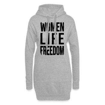 Women life freedom - Sweat-shirt à capuche long Femme - gris chiné - Devant