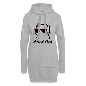 Chat Cool avec lunettes de soleil - Sweat-shirt à capuche long Femme - gris chiné - Devant