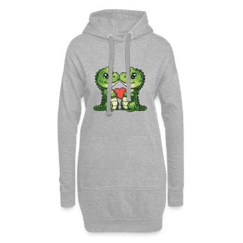 Alligator Paar Liebe - Hoodie-Kleid - Grau meliert - Vorne