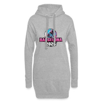 Palmiers de Barcelone 2025 - Sweat-shirt à capuche long Femme - gris chiné - Devant