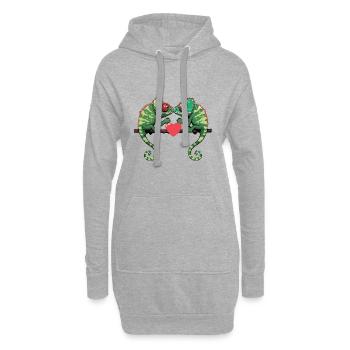 Caméléon Couple Saint-Valentin - Sweat-shirt à capuche long Femme - gris chiné - Devant