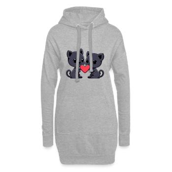 Panther Paar Verliebt Valentinstag - Hoodie-Kleid - Grau meliert - Vorne