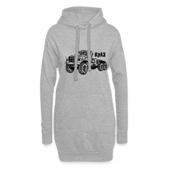 Silhouette KrAZ cyrillique camionneur soviétique - Sweat-shirt à capuche long Femme - gris chiné - Devant