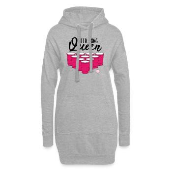Beer Pong Queen Bier Pong Lustiges Geschenk - Hoodie-Kleid - Grau meliert - Vorne