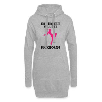 Kickboxen Kickboxerin Spruch Lustig Geschenk Damen - Hoodie-Kleid - Grau meliert - Vorne