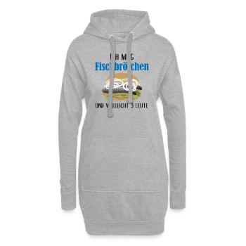 Fischbrötchen & 3 Leute - Soziale Diät Geschenk - Hoodie-Kleid - Grau meliert - Vorne