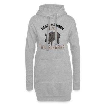 Mädchen Wildschweinliebe Charmantes Geschenk - Hoodie-Kleid - Grau meliert - Vorne