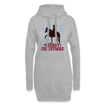 Winterreitspaß Mädchen Merry Christmas - Hoodie-Kleid - Grau meliert - Vorne