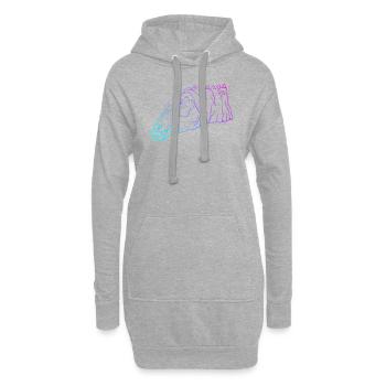 Cadeau d’Art de géométrie Dino néon - Sweat-shirt à capuche long Femme - gris chiné - Devant