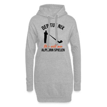 Alphorn Geschenk - Nur spielen, kein Tun - Hoodie-Kleid - Grau meliert - Vorne