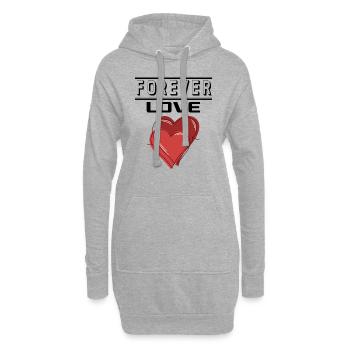 Liebe Forever I Love You Herz Hearts Wahre Liebe - Hoodie-Kleid - Grau meliert - Vorne