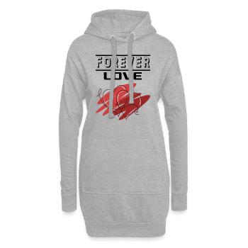 Liebe Forever I Love You Herz Hearts Wahre Liebe - Hoodie-Kleid - Grau meliert - Vorne