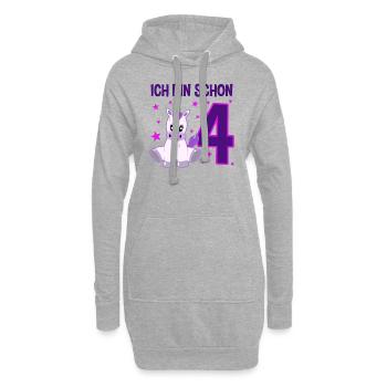 Unicorn Glitter Party 4 Years of Magic - Hoodie Dress - heather grey - Front