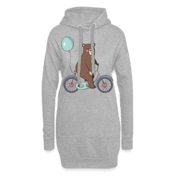 Ours sur un vélo - Sweat-shirt à capuche long Femme - gris chiné - Devant