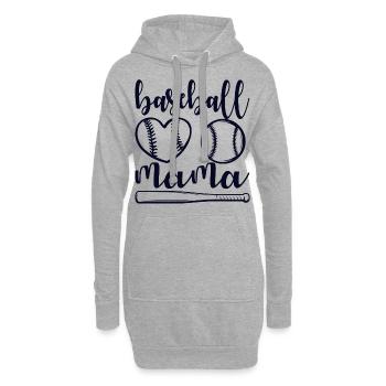 Baseball ist das beste Spiel, Baseball Mama - Hoodie-Kleid - Grau meliert - Vorne