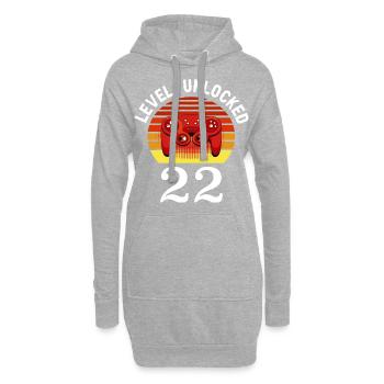Level 22 unlocked 22 Geburtstag 22 Jahre alt - Hoodie-Kleid - Grau meliert - Vorne