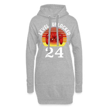 Level 24 unlocked 24 Geburtstag 24 Jahre alt - Hoodie-Kleid - Grau meliert - Vorne